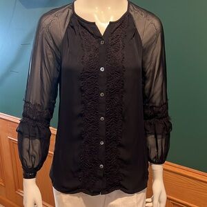 Diane Von Furstenberg Elegant Black Sheer Top